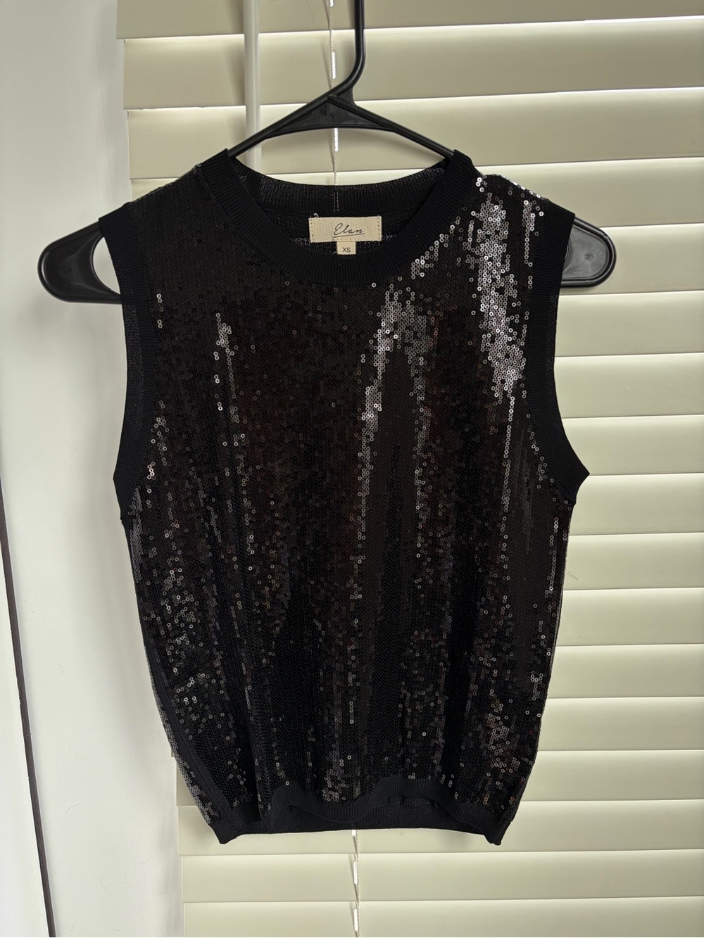 Elan Black Sequin Sleeveless Top